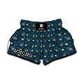 Doodle Rocket Pattern Print Muay Thai Boxing Shorts
