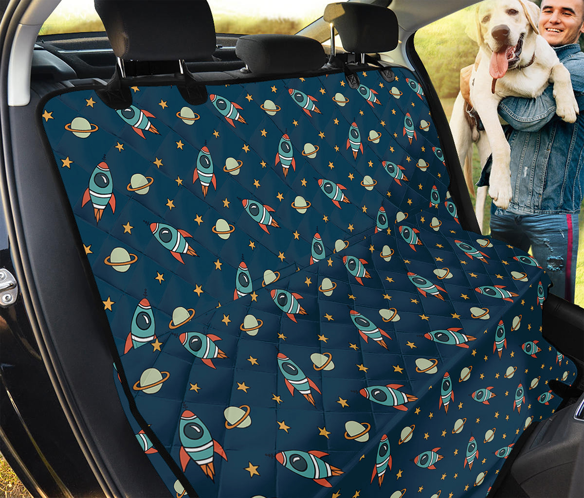 Doodle Rocket Pattern Print Pet Car Back Seat Cover