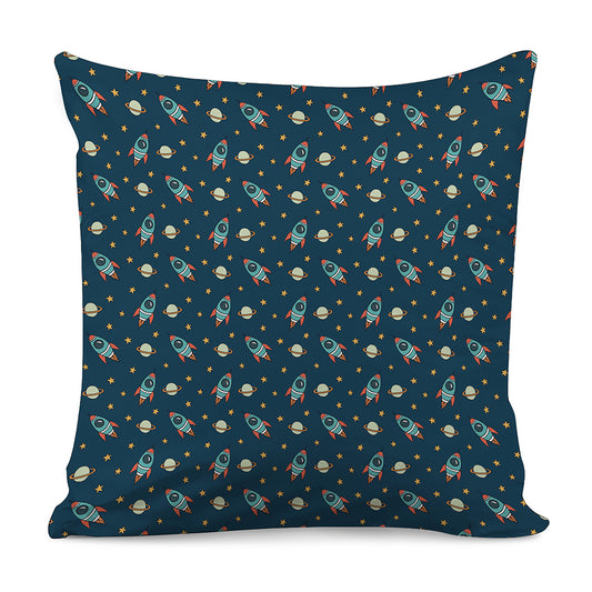 Doodle Rocket Pattern Print Pillow Cover