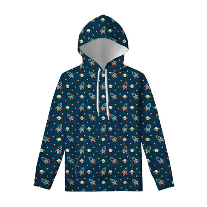 Doodle Rocket Pattern Print Pullover Hoodie