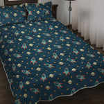 Doodle Rocket Pattern Print Quilt Bed Set