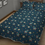 Doodle Rocket Pattern Print Quilt Bed Set