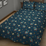 Doodle Rocket Pattern Print Quilt Bed Set
