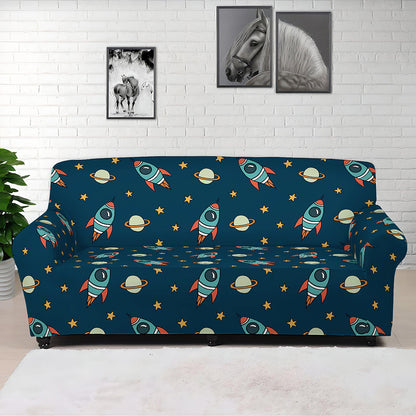 Doodle Rocket Pattern Print Sofa Cover