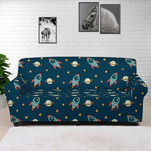 Doodle Rocket Pattern Print Sofa Cover