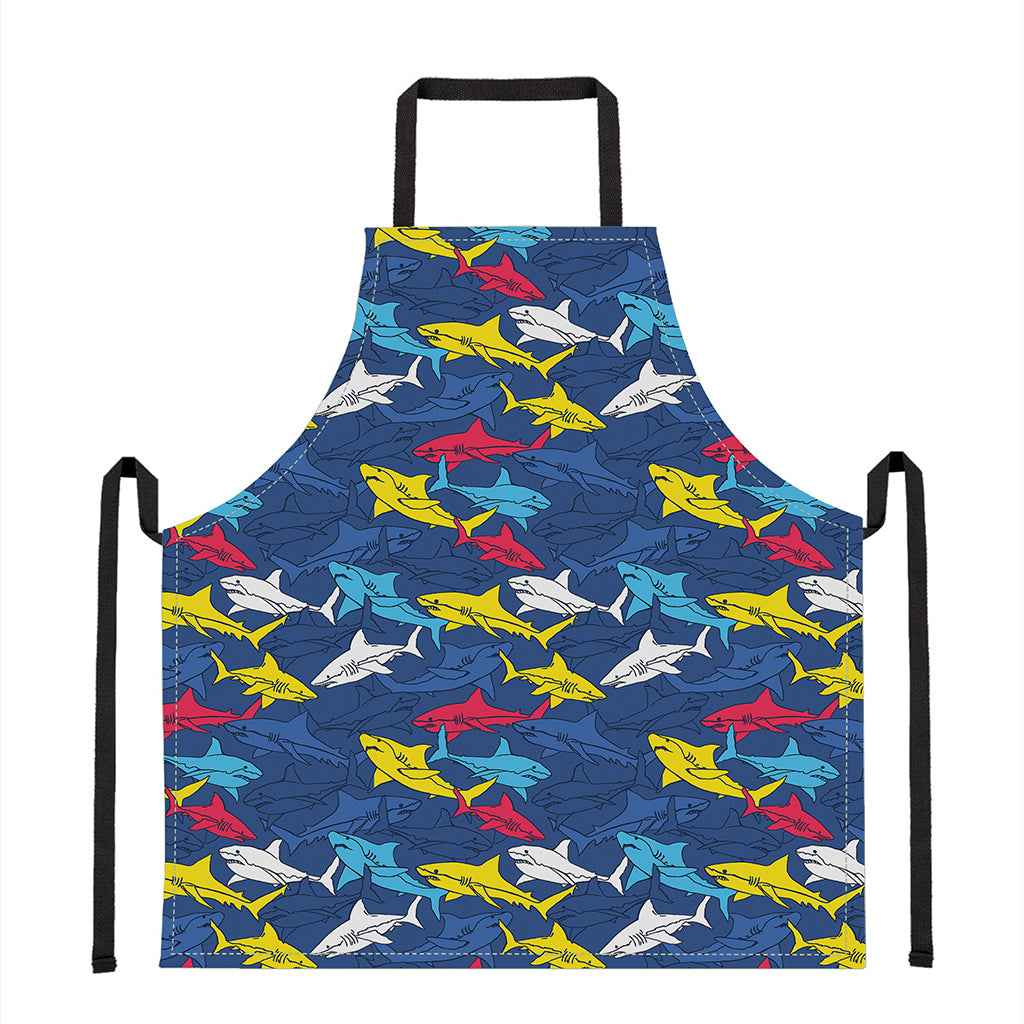 Doodle Shark Pattern Print Apron