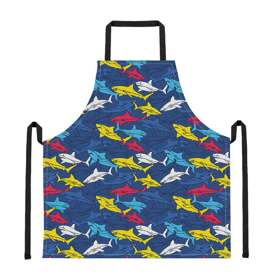 Doodle Shark Pattern Print Apron