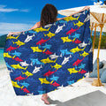 Doodle Shark Pattern Print Beach Sarong Wrap