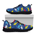 Doodle Shark Pattern Print Black Running Shoes