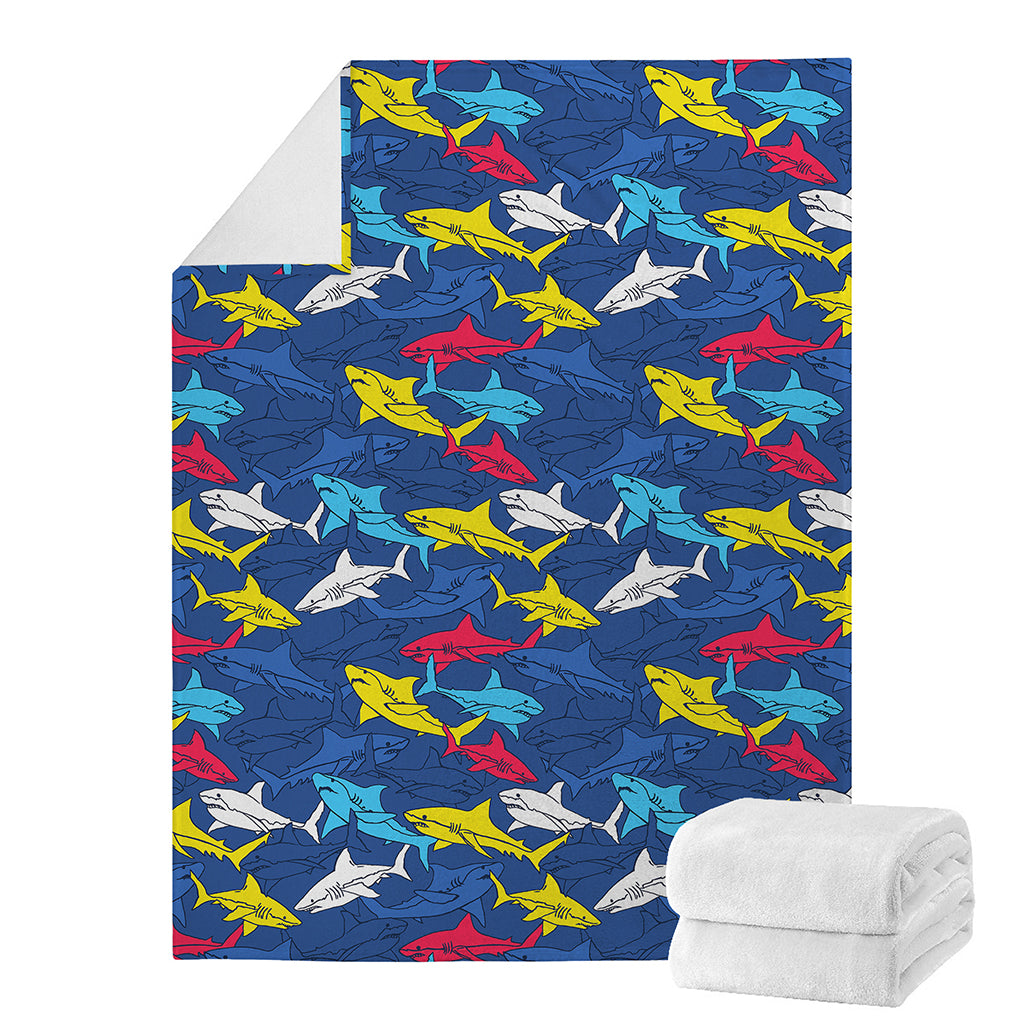 Doodle Shark Pattern Print Blanket