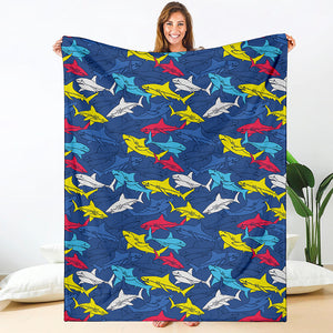 Doodle Shark Pattern Print Blanket