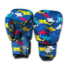 Doodle Shark Pattern Print Boxing Gloves