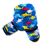 Doodle Shark Pattern Print Boxing Gloves