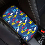 Doodle Shark Pattern Print Car Center Console Cover