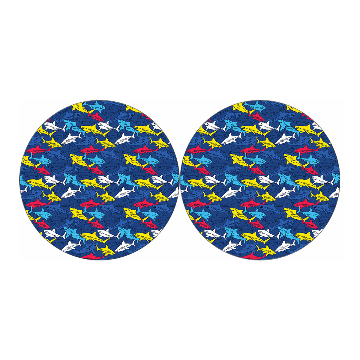 Doodle Shark Pattern Print Car Coasters