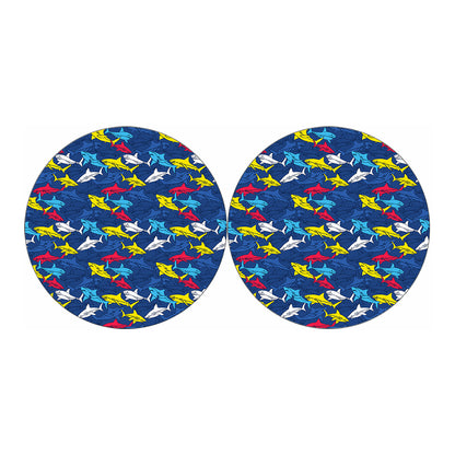 Doodle Shark Pattern Print Car Coasters