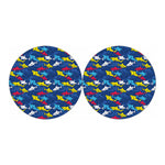 Doodle Shark Pattern Print Car Coasters