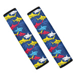 Doodle Shark Pattern Print Car Seat Belt Covers