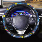 Doodle Shark Pattern Print Car Steering Wheel Cover