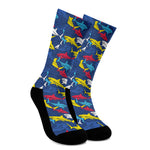 Doodle Shark Pattern Print Crew Socks