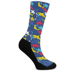 Doodle Shark Pattern Print Crew Socks