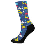 Doodle Shark Pattern Print Crew Socks