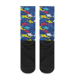 Doodle Shark Pattern Print Crew Socks