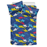 Doodle Shark Pattern Print Duvet Cover Bedding Set