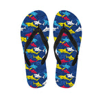 Doodle Shark Pattern Print Flip Flops