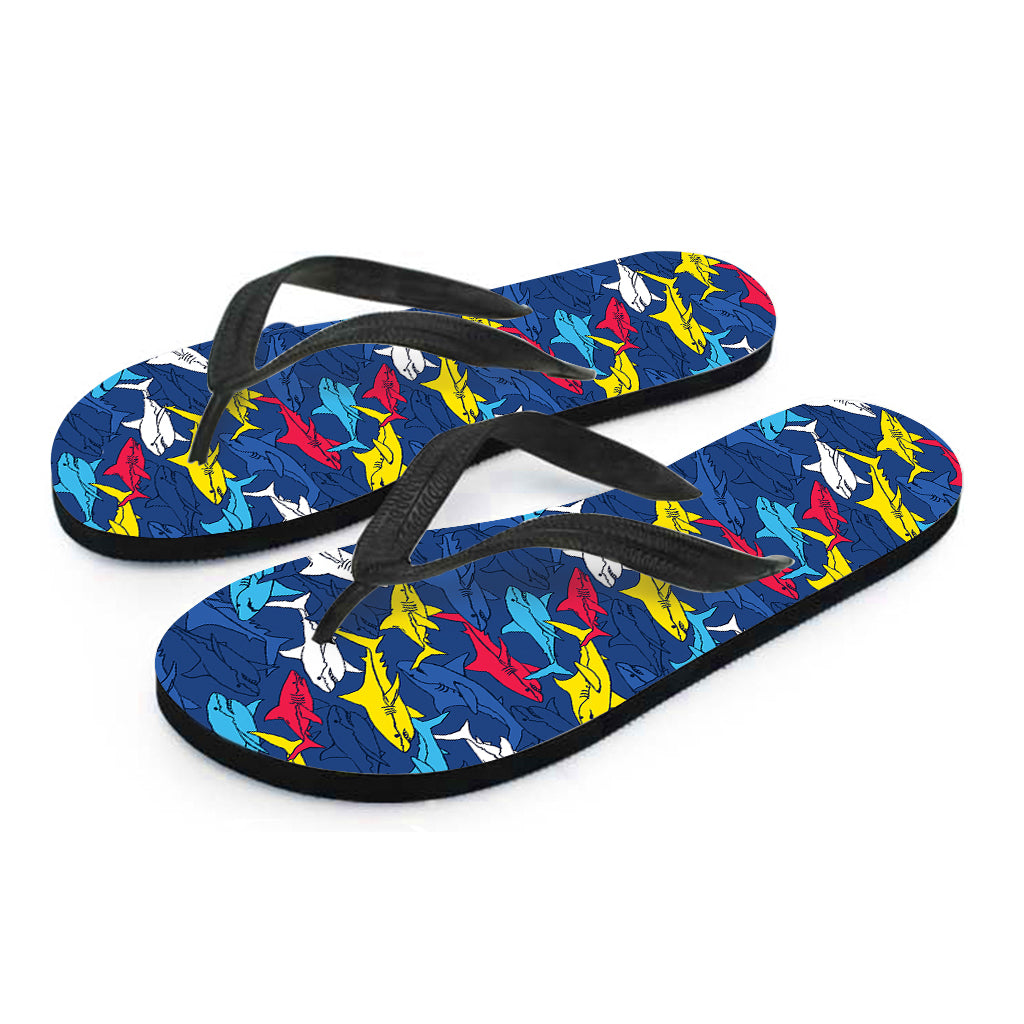 Doodle Shark Pattern Print Flip Flops