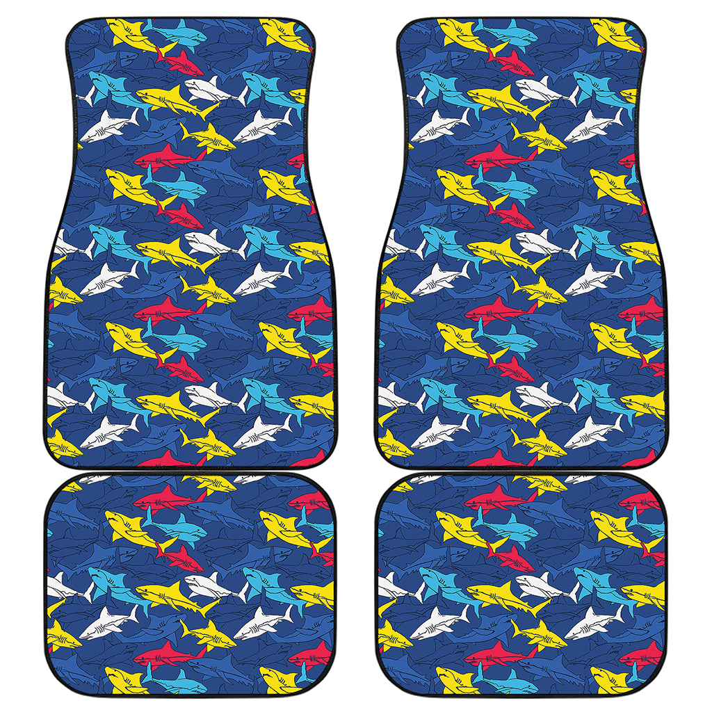 Doodle Shark Pattern Print Front and Back Car Floor Mats