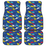 Doodle Shark Pattern Print Front and Back Car Floor Mats