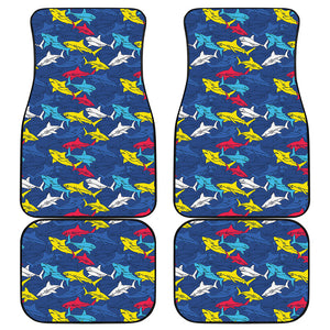 Doodle Shark Pattern Print Front and Back Car Floor Mats