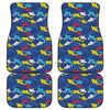 Doodle Shark Pattern Print Front and Back Car Floor Mats