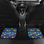 Doodle Shark Pattern Print Front and Back Car Floor Mats