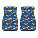 Doodle Shark Pattern Print Front Car Floor Mats