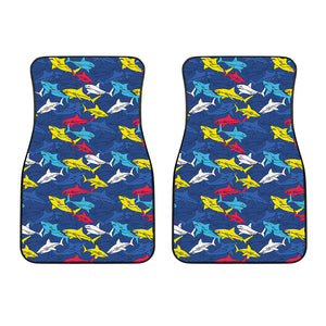 Doodle Shark Pattern Print Front Car Floor Mats