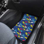 Doodle Shark Pattern Print Front Car Floor Mats