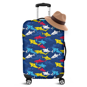 Doodle Shark Pattern Print Luggage Cover