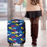 Doodle Shark Pattern Print Luggage Cover