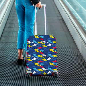 Doodle Shark Pattern Print Luggage Cover