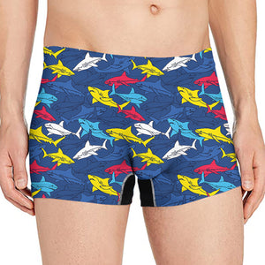 Doodle Shark Pattern Print Men's Boxer Briefs