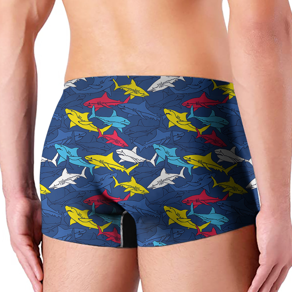 Doodle Shark Pattern Print Men's Boxer Briefs