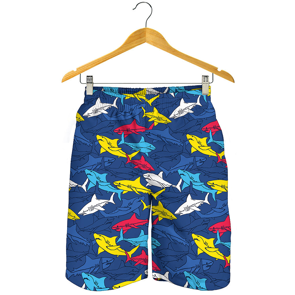 Doodle Shark Pattern Print Men's Shorts