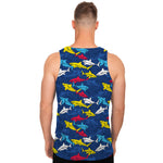 Doodle Shark Pattern Print Men's Tank Top