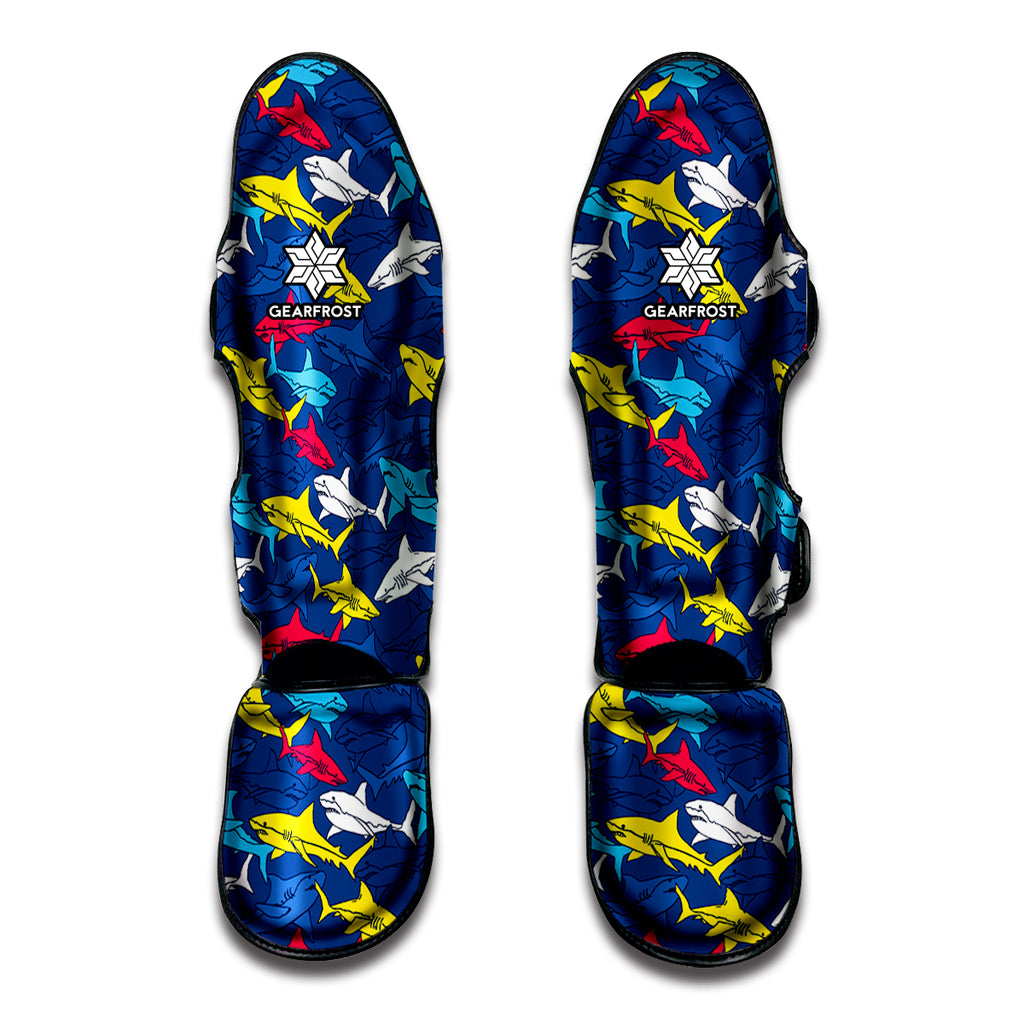 Doodle Shark Pattern Print Muay Thai Shin Guard