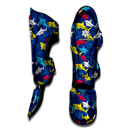 Doodle Shark Pattern Print Muay Thai Shin Guard