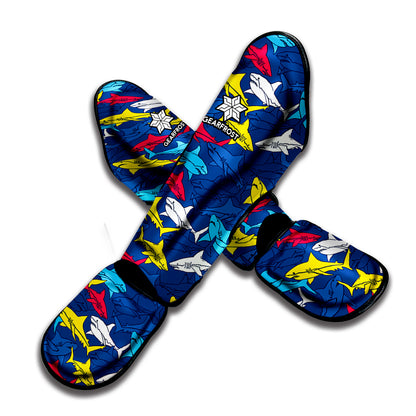 Doodle Shark Pattern Print Muay Thai Shin Guard