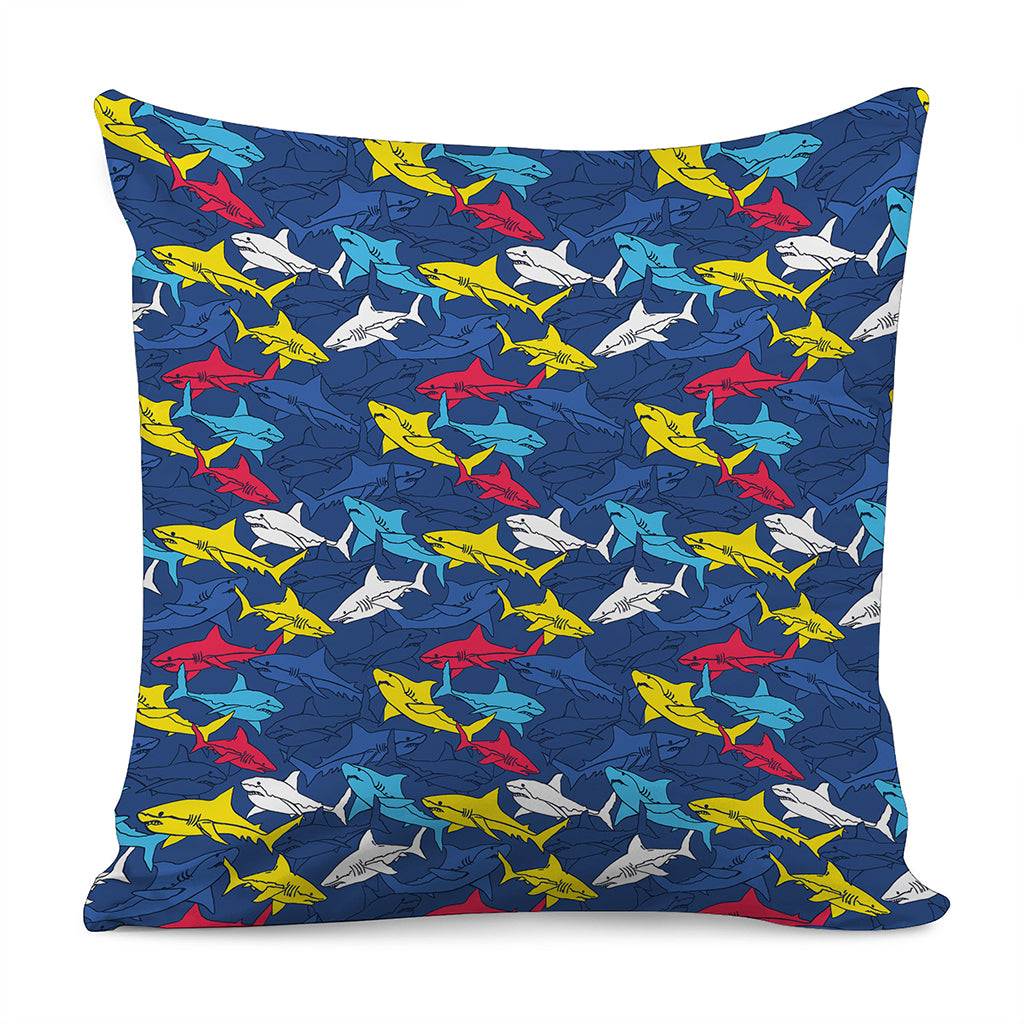 Doodle Shark Pattern Print Pillow Cover