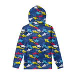 Doodle Shark Pattern Print Pullover Hoodie